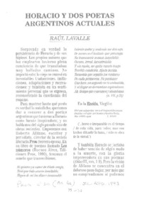 Horacio y dos poetas argentinos actuales