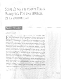 Sobre El pan y el vino de Efraín Barquero