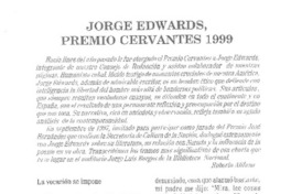 Jorge Edwards, Premio Cervantes 1999