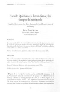 Haroldo Quinteros: la forma-diario y los tiempos del testimonio