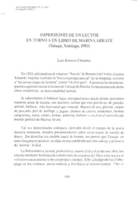 Impresiones de un lector en torno a un libro de Marina Arrate