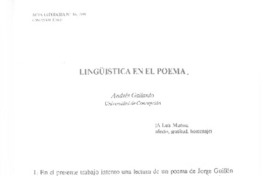 Lingüistica en el poema