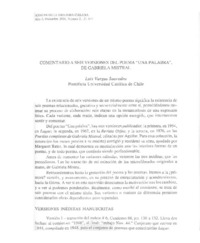 Comentario a seis versiones del poema "Una palabra" de Gabriela Mistral