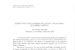 Comentario a seis versiones del poema "Una palabra" de Gabriela Mistral