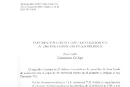 Expediente político y discurso religioso en El chileno consolado en los presidios