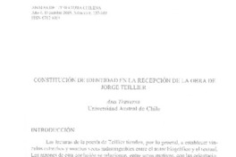 Constitución de identidad en la recepción de la obra de Jorge Teillier