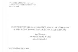 Construcción del canon poético masculinofemenino (entre la década de los cincuenta y los setenta)