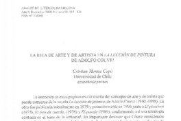 La idea de arte y de artista en La lección de pintura de Adolfo Couve