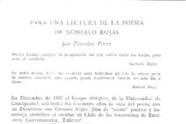 Para una lectura de la poesía de Gonzalo Rojas