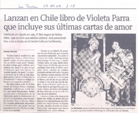 Lanzan en Chile libro de Violeta Parra que incluye sus últimas cartas de amor