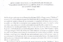 Adán como testigo: la propuesta de poeta en "palabras escritas en la arena por un inocente", de Gastón Baquero