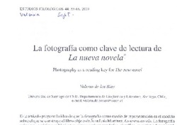 La fotografía como clave de lectura de la nueva novela