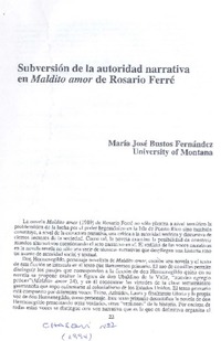 Subversión de la autoridad narrativa en Maldito amor de Rosario Ferré