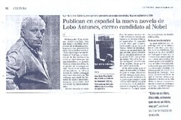 Publican en español la nueva novela de Lobo Antunes, eterno candidato al Nobel