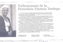 Fallecimiento de la periodista Patricia Verdugo