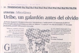 Uribe, un galardón antes del olvido