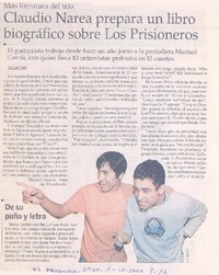 Claudio Narea preapara un libro biográfico sobre Los Prisioneros