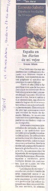 España en los diarios de mi vejez