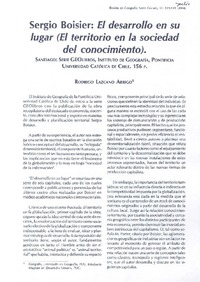 Sergio Boisier: El desarrollo en su lugar (El territorio en la sociedad del conocimiento)