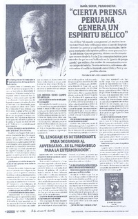 "Cierta prensa peruana genera un espíritu bélico"