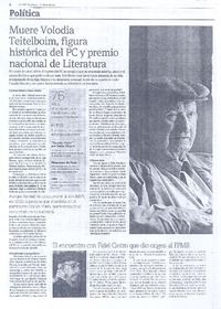 Muere Volodia Teitelboim, figura histórica del PC y premio nacional de Literatura