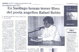 En Santiago lanzan tercer libro del poeta angelino Rafael Rubio
