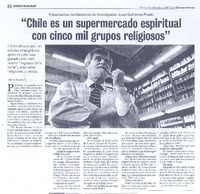 "Chile es un supermercado espiritual con cinco mil religiosos