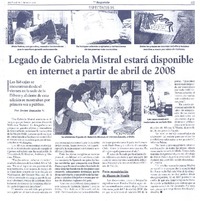 Legado de Gabriela Mistral estrá disponible en internet a partir de abril de 2008