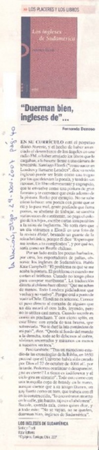 "Duerman bien, ingleses de"