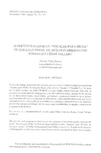 Intertextualidad en "Vocales para Hilda" de Gonzalo Rojas