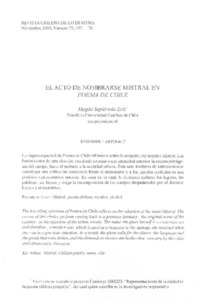 El acto de nombrarse Mistral en Poema de Chile