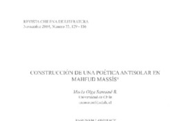 Construcción de una poética antisolar en Mahfud Massis