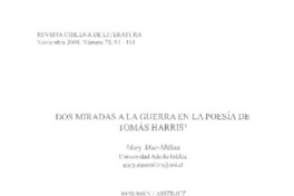 Dos miradas a la guerra en la poesía de Tomás Harris