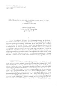 Articulación del concepto de Experiencia en la Obra poética de Ennio Moltedo