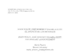 Egon Wolff, José Donoso y Diamela Eltit: el anuncio de los mendigos