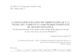 La desmaterialización del orden familiar y la figura del padre en Cuando éramos inmortales de Arturo Fontaine T.