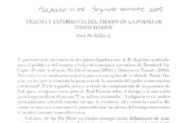 Trauma y experiencia del tiempo en la poesía de Tomás Harris