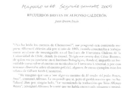 Recuerdos breves de Alfonso Calderón