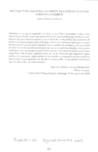 Mensaje para Alfonso Calderón de Gustavo Alfonso Barrera Calderón