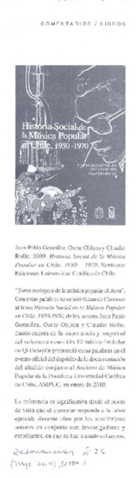 Historia social de la música popular de Chile, 1950-1970