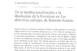 De la institucionalización a la disolución de la literatura en Los detectives salvajes, de Roberto Bolaño
