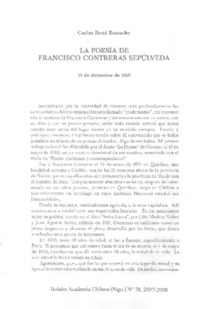 La poesía de Francisco Contreras Sepúlveda
