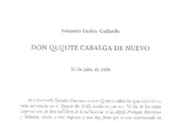 Don Quijote cabalga de nuevo