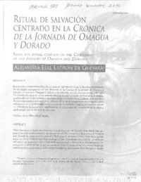 Ritual de salvación centrado en la Crónica de la jornada de Omagua y Dorado