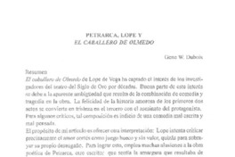 Petrarca, Lope y El caballero de Olmedo