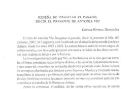 Reseña de Imaginar el pasado, decir el presente de Antonioa Viu