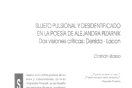 Sujeto pulsional y desidentificado en la poesía de Alejandra Pizarnik