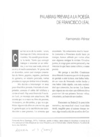 Palabras previas a la poesía de Francisco Leal