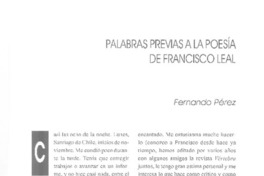 Palabras previas a la poesía de Francisco Leal