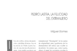 Pedro Lastra, la felicidad del extrajero